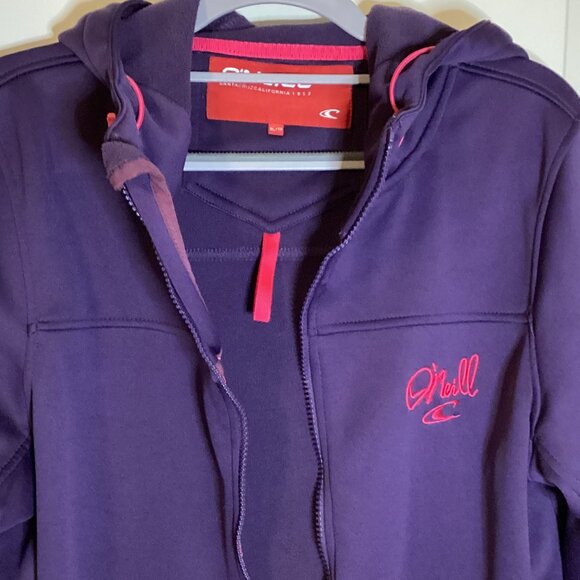 O'Neill Women's Fleece Zip Up Hoodie Purple Size XL Sports Gym Activewear Pocket - Picture 3 of 8